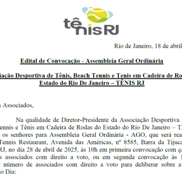 Edital de Convocação da AGO 2025 da Tênis RJ